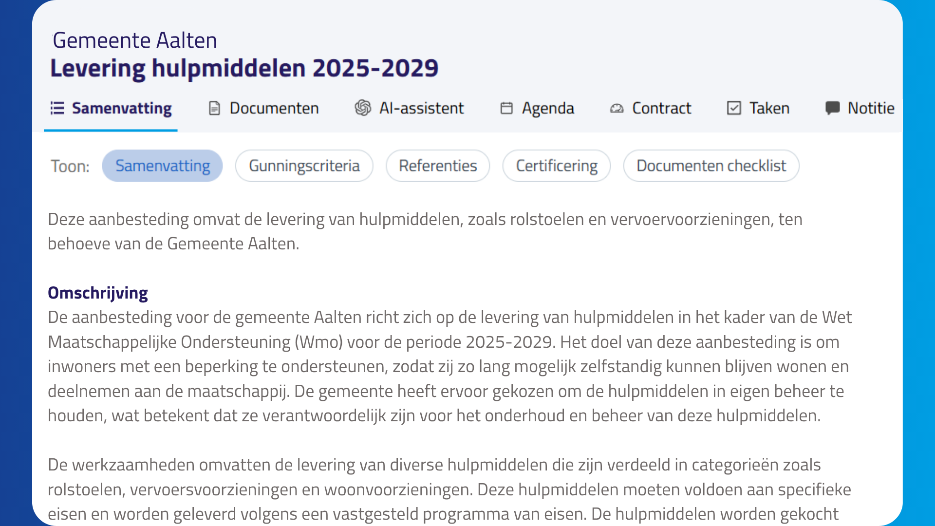 Uitgebreide informatie - TenderSignalering