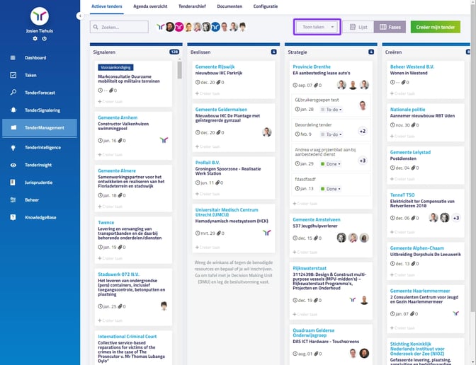 Nieuw in TenderApp Taken aanmaken en toewijzen in TenderManagement 3