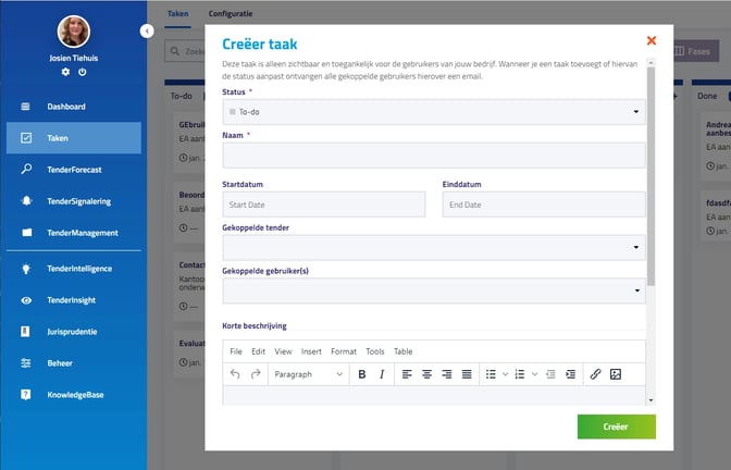 Nieuw in TenderApp Taken aanmaken en toewijzen in TenderManagement 4