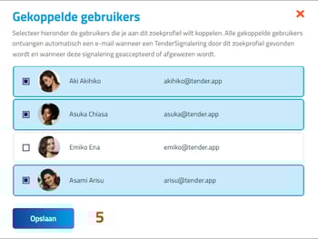 Nieuw in TenderApp Zoekprofielen koppelen aan gebruikers 2