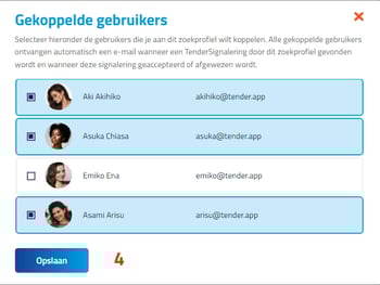 Nieuw in TenderApp Zoekprofielen koppelen aan gebruikers 4