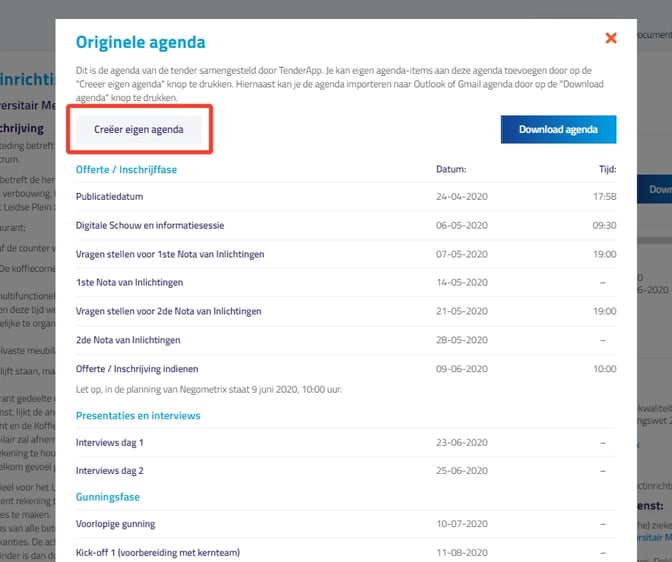 Nieuw in TenderApp inzicht in de deadline van een tender 3