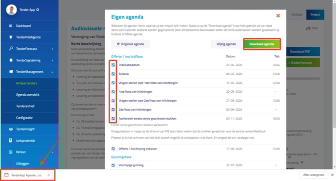 Nieuw in TenderApp inzicht in de deadline van een tender 6