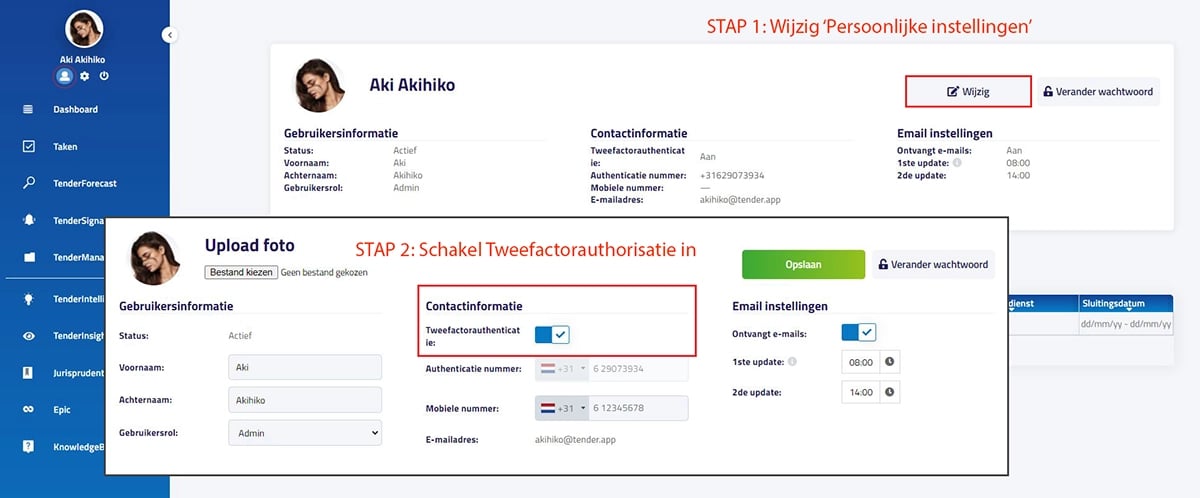Nieuw in TenderApp multifactor authenticatie 2
