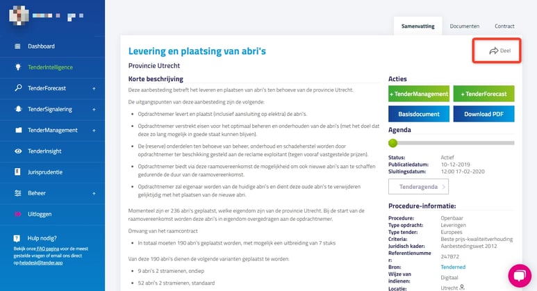 Nieuwe in TenderApp PDF samenvatting van een tender delen 2
