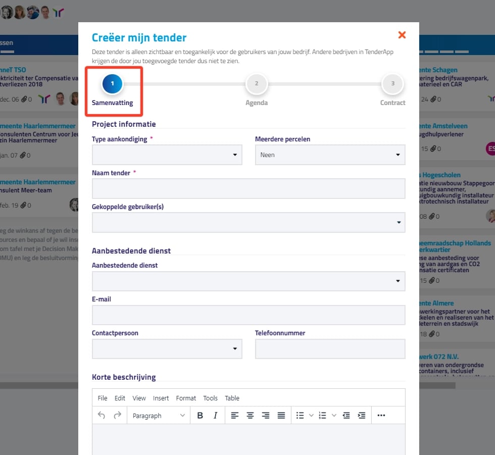 Nieuwe in TenderApp Toevoegen van je eigen tenders 3