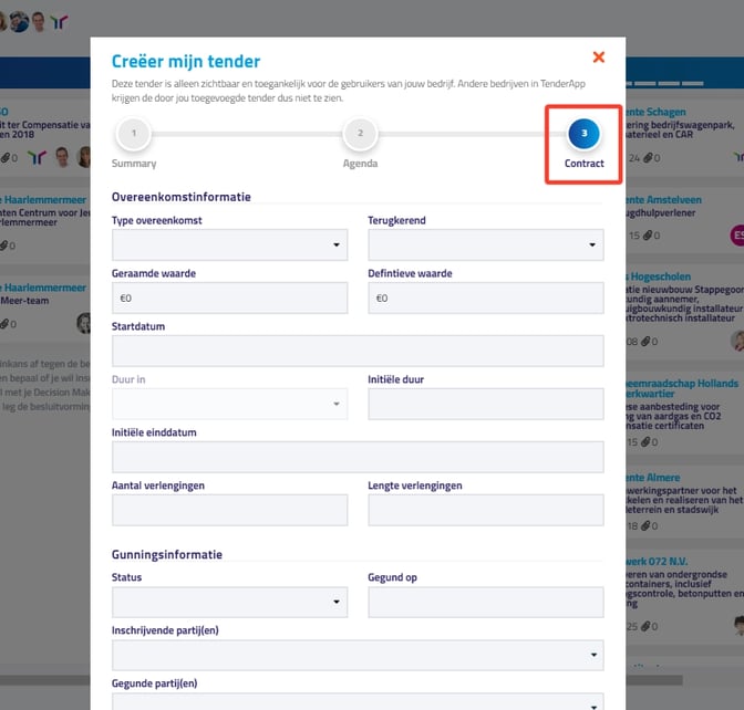 Nieuwe in TenderApp Toevoegen van je eigen tenders 6