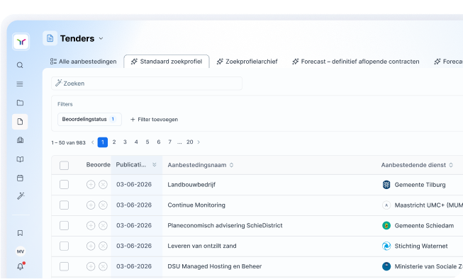 Volledige tenderdatabase