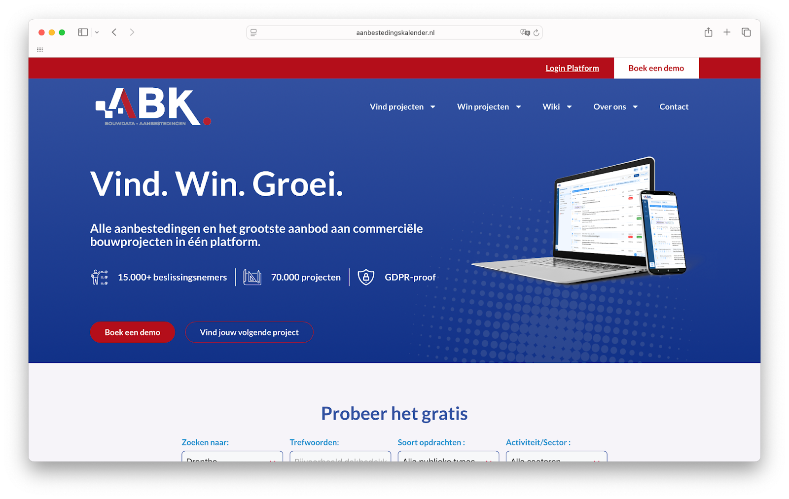 Tender Platform - Aanbestedingskalender