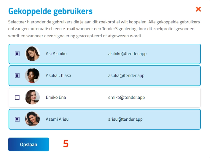 Nieuw in TenderApp Zoekprofielen koppelen aan gebruikers 2
